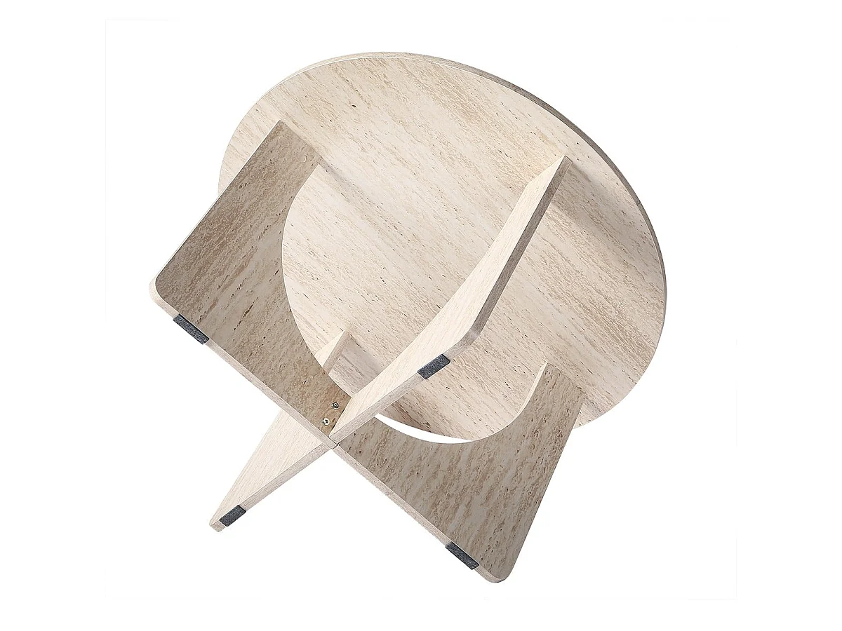 Runder Couchtisch Ø70 cm in Travertin-Optik MARTA