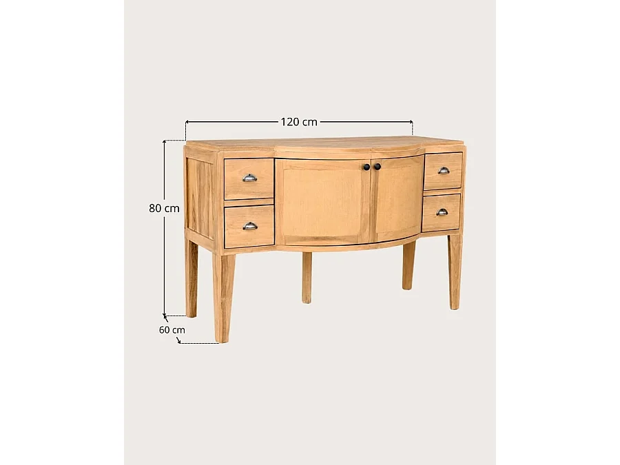 Dikana - Buffet en teck avec rangement 120 cm