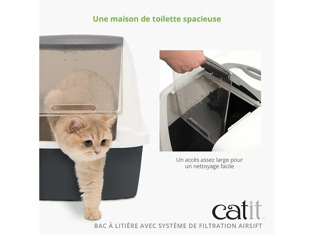 Cat It JUMBO Gesloten Kattenbak met AirSift Houtskoolfilter, 50 x 57 x 46,5 cm
