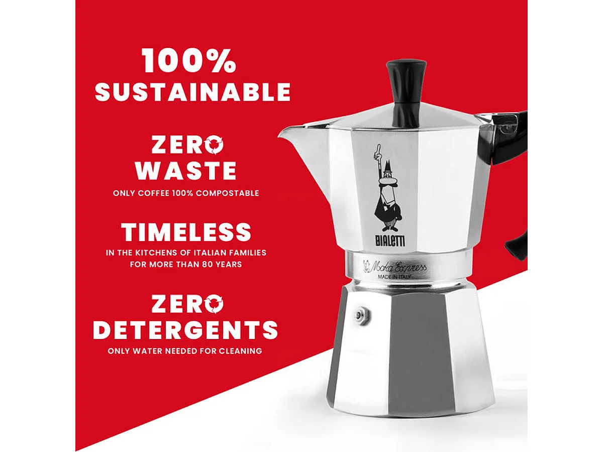 Bialetti Moka Express - Cafetière italienne pour plaque, 2 tasses (90 ml)