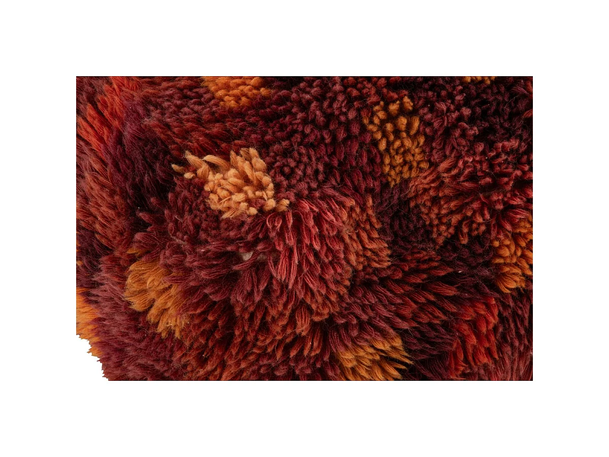 Pouf Carreaux en Laine "Olivier" 60cm Bordeaux