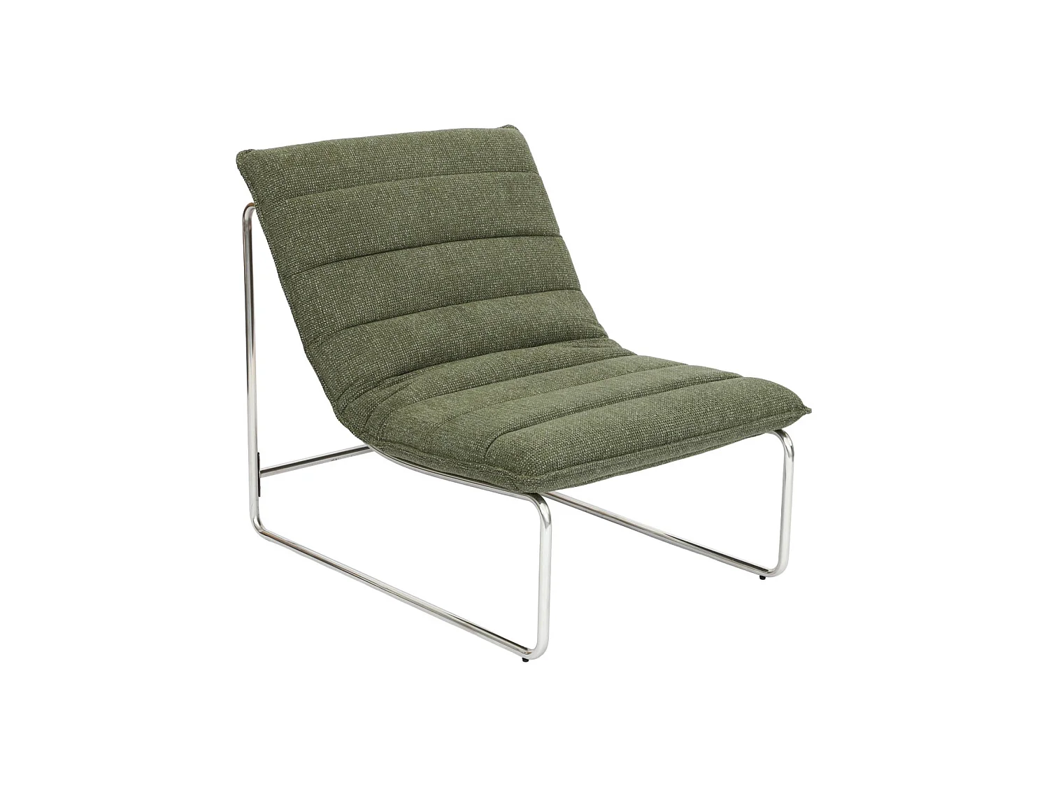 Fauteuil relax tissu chenille armature chromée vert - Silver