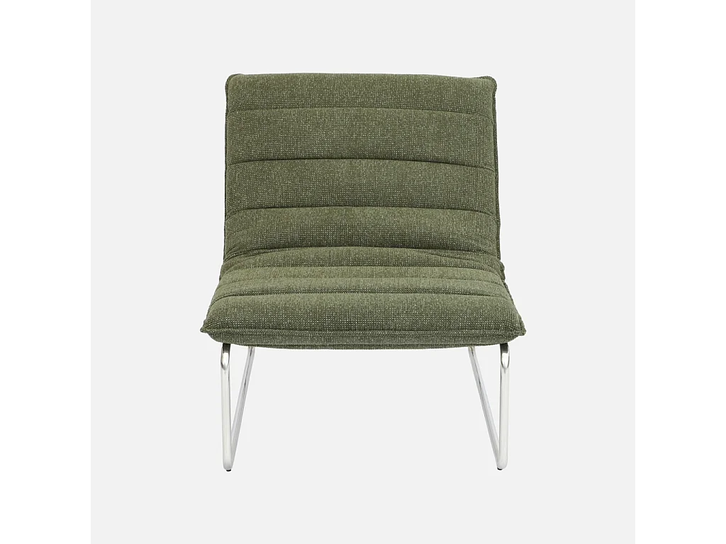 Fauteuil relax tissu chenille armature chromée vert - Silver