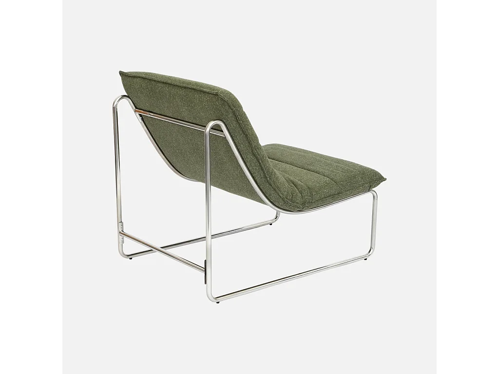 Fauteuil relax tissu chenille armature chromée vert - Silver