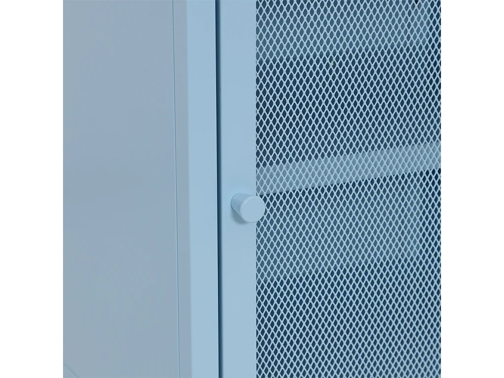 Table de chevet industrielle métal 1 porte grillagée bleu clair - Ohio