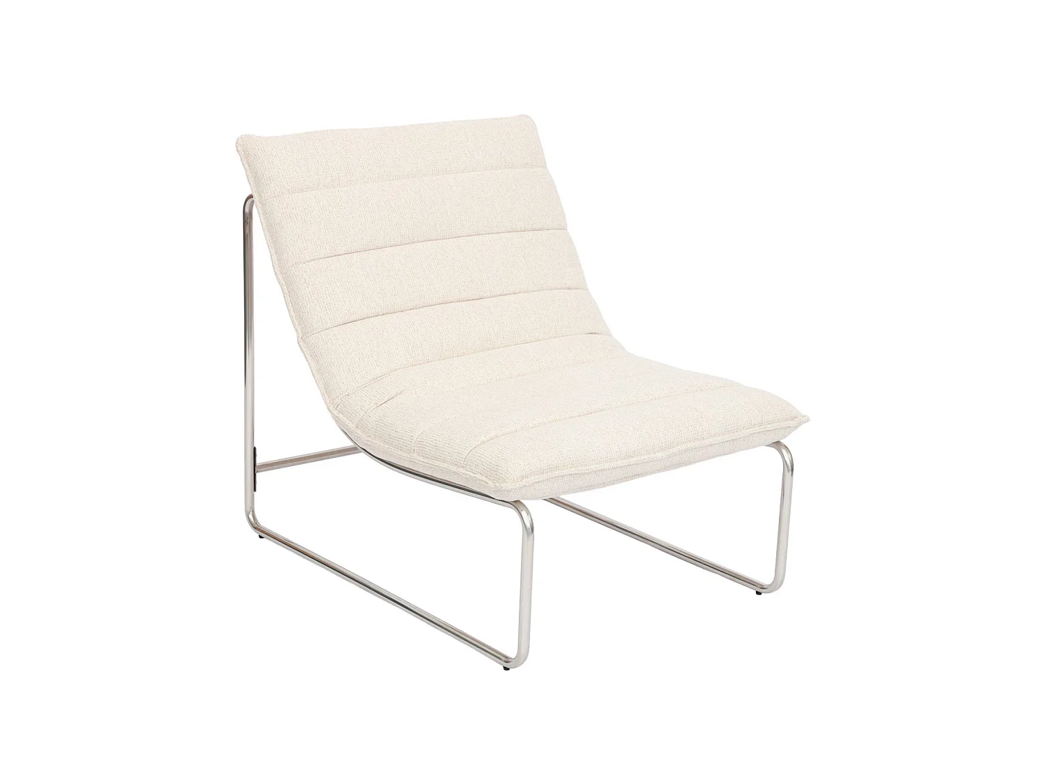 Fauteuil relax tissu chenille armature chromée beige - Silver