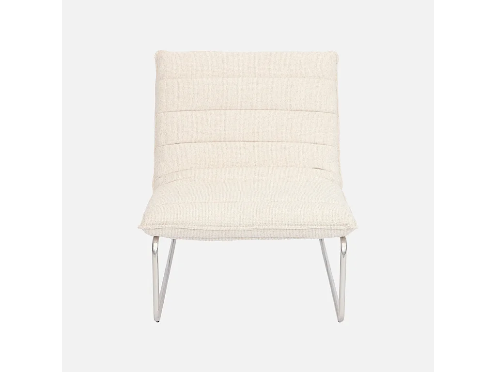 Fauteuil relax tissu chenille armature chromée beige - Silver