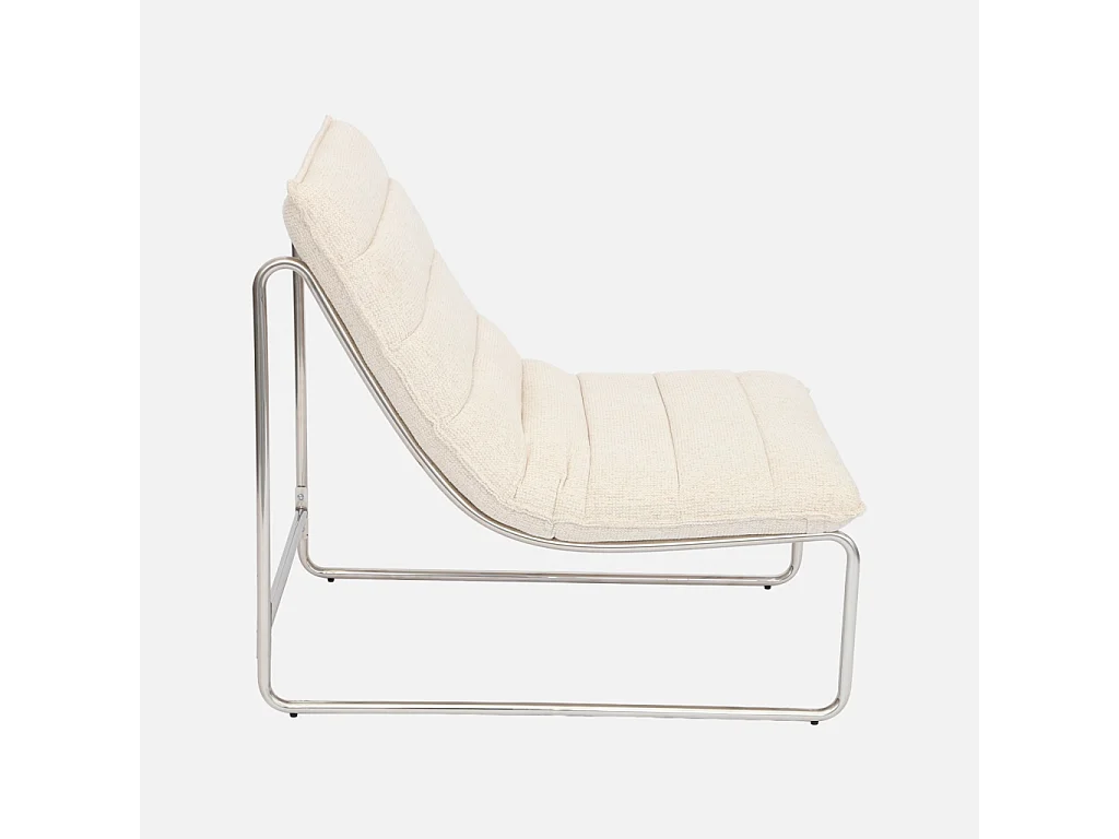 Fauteuil relax tissu chenille armature chromée beige - Silver