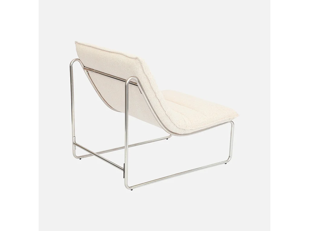 Fauteuil relax tissu chenille armature chromée beige - Silver