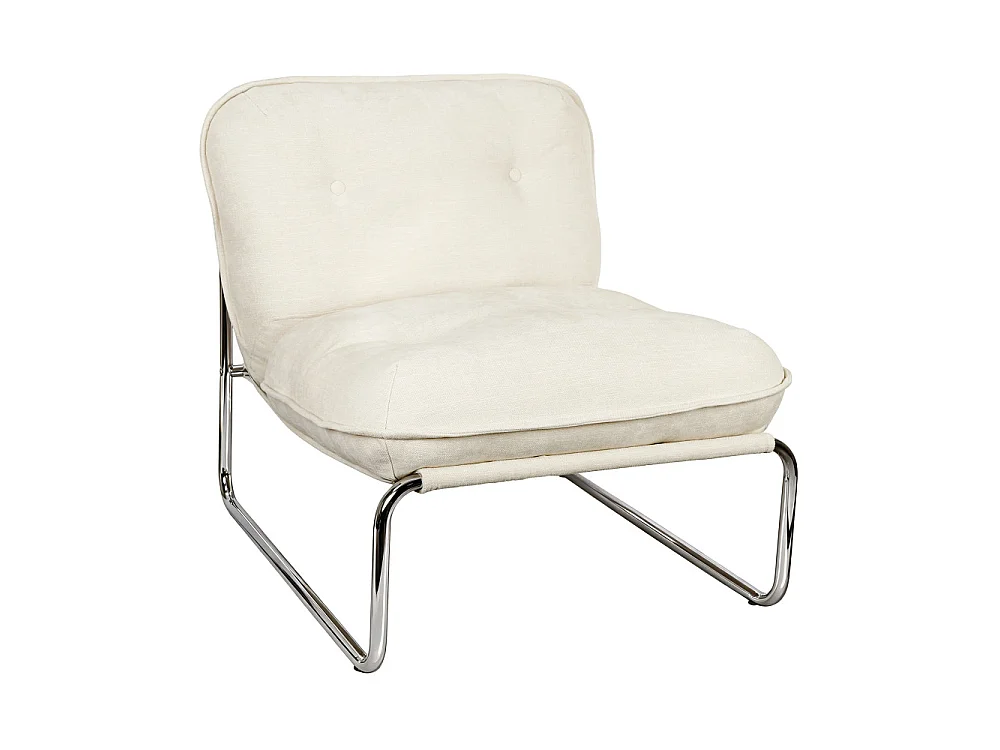 Basil - Fauteuil en tissu pieds chrome - Ecru