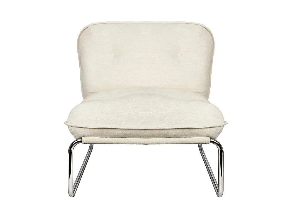 Basil - Fauteuil en tissu pieds chrome - Ecru