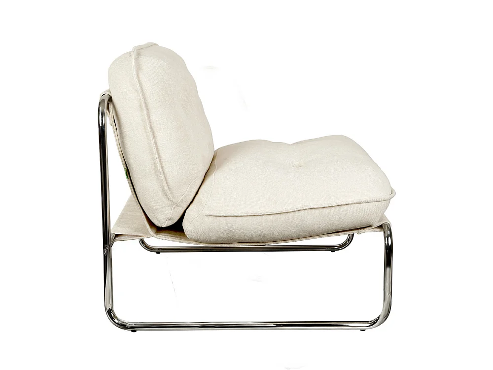 Basil - Fauteuil en tissu pieds chrome - Ecru