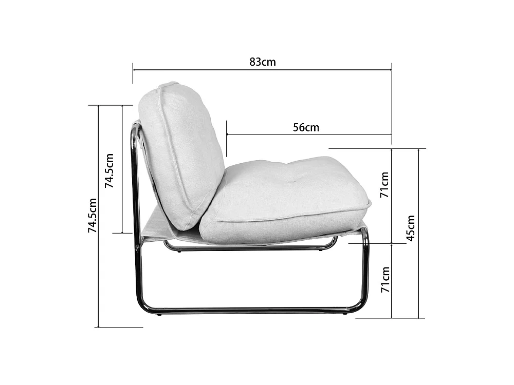 Basil - Fauteuil en tissu pieds chrome - Ecru
