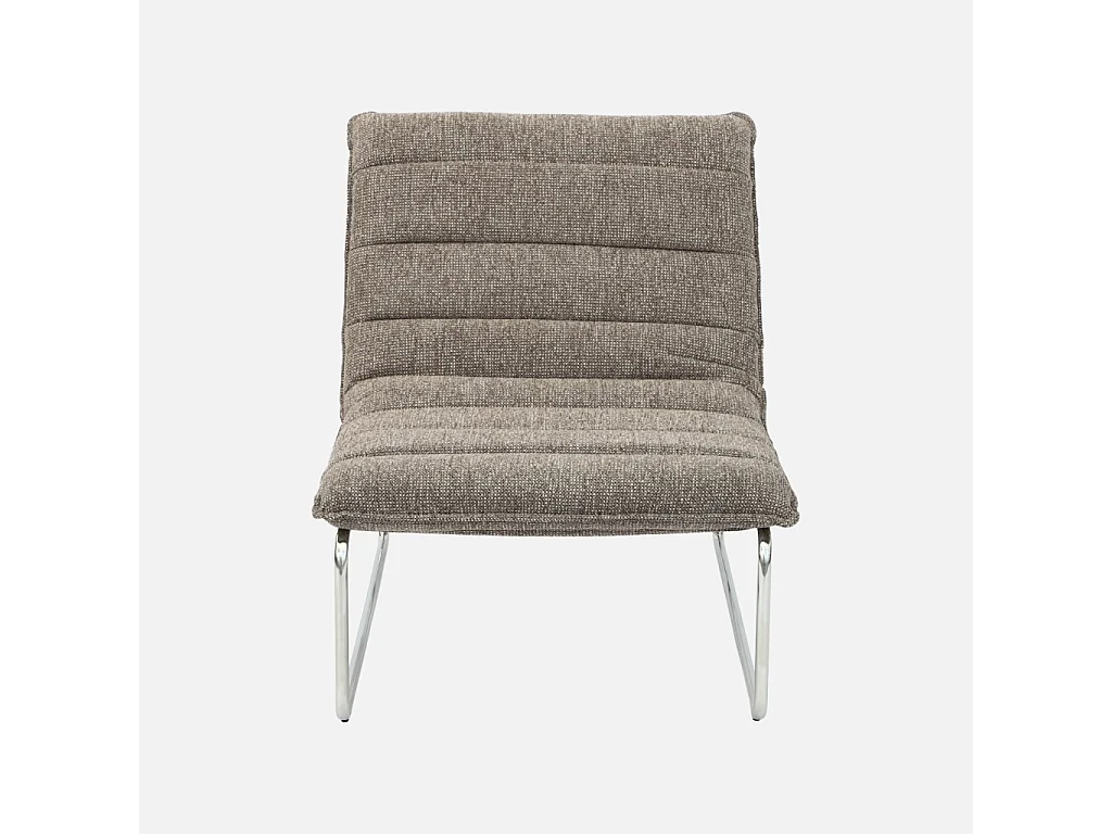 Fauteuil relax tissu chenille armature chromée taupe - Silver