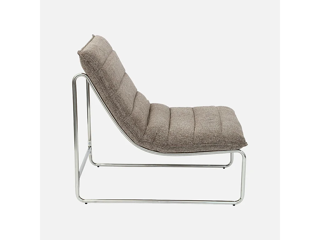 Fauteuil relax tissu chenille armature chromée taupe - Silver