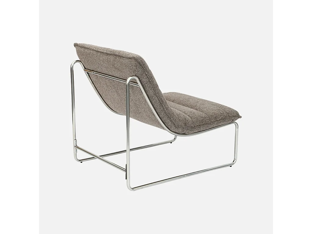 Fauteuil relax tissu chenille armature chromée taupe - Silver