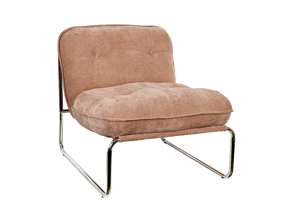 Basil - Fauteuil en tissu pieds chrome - Terracotta