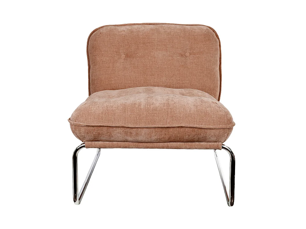 Basil - Fauteuil en tissu pieds chrome - Terracotta