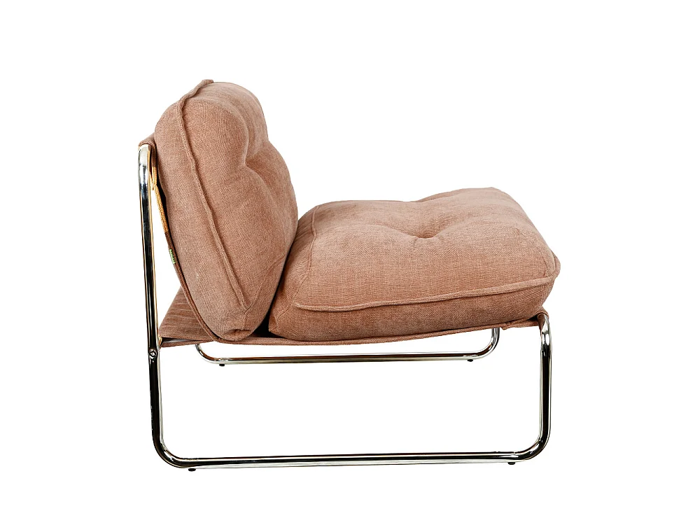Basil - Fauteuil en tissu pieds chrome - Terracotta