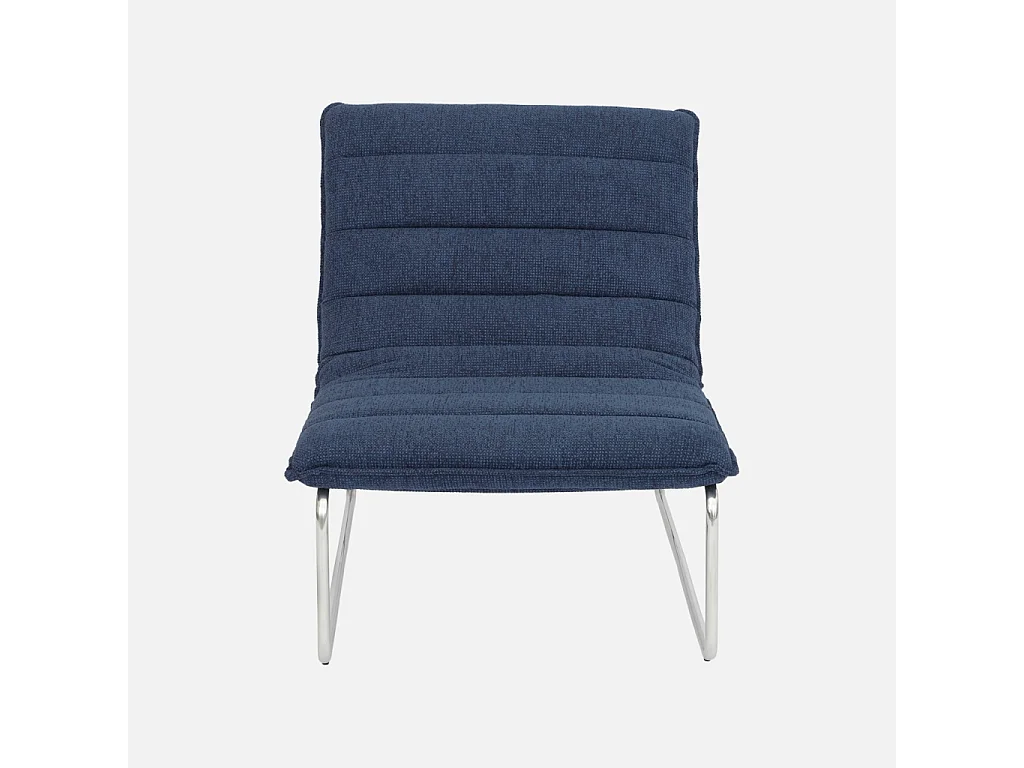 Fauteuil relax tissu chenille armature chromée bleu - Silver