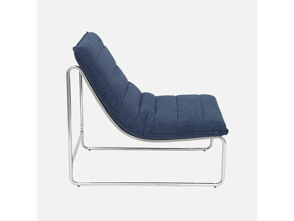Fauteuil relax tissu chenille armature chromée bleu - Silver