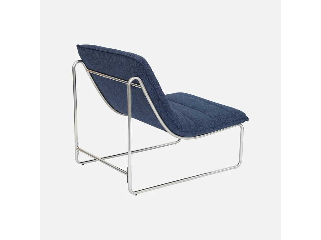 Fauteuil relax tissu chenille armature chromée bleu - Silver