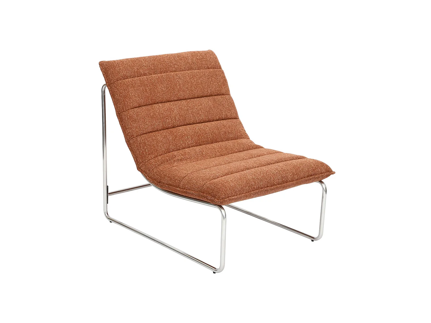Fauteuil relax tissu chenille armature chromée terracotta - Silver