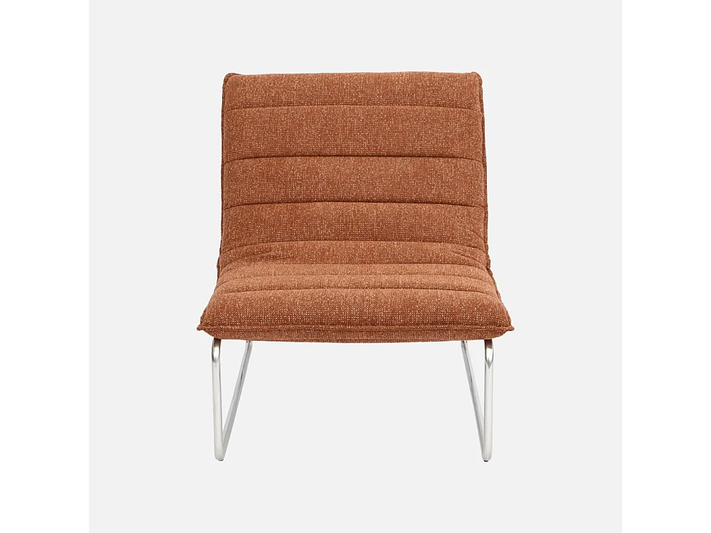 Fauteuil relax tissu chenille armature chromée terracotta - Silver