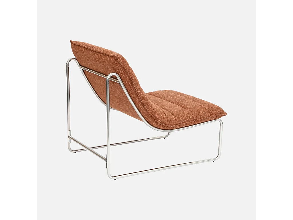 Fauteuil relax tissu chenille armature chromée terracotta - Silver