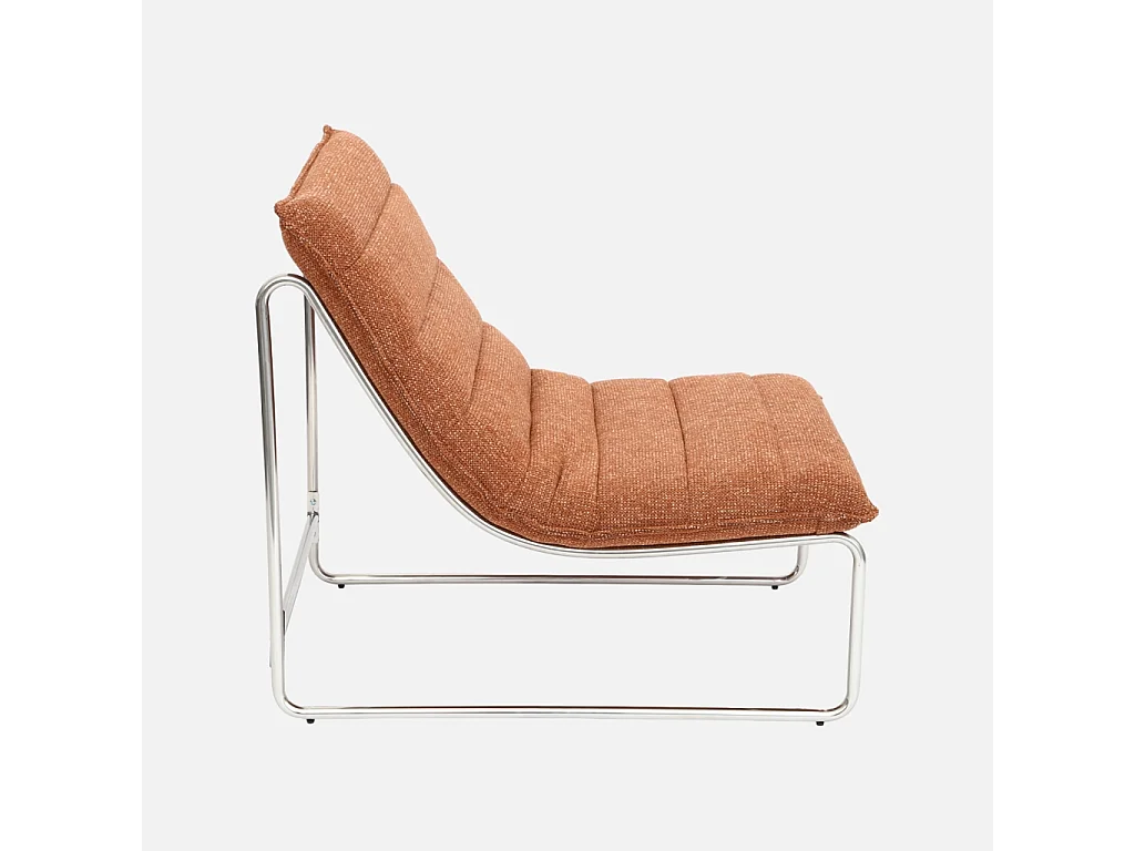 Fauteuil relax tissu chenille armature chromée terracotta - Silver