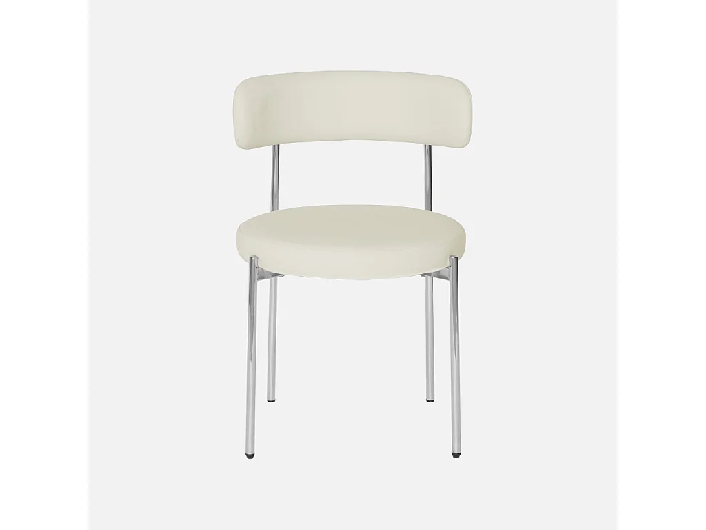 Silla redonda vintage de acero cromado y cuero sintético, set de 4
