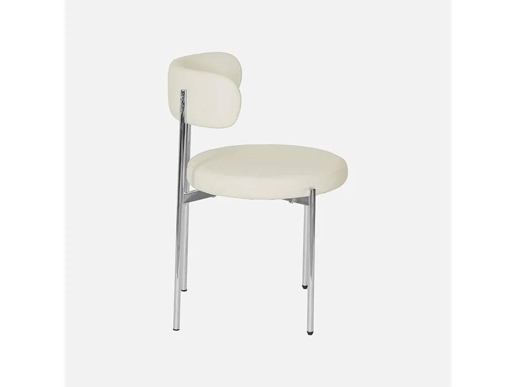 Silla redonda vintage de acero cromado y cuero sintético, set de 4