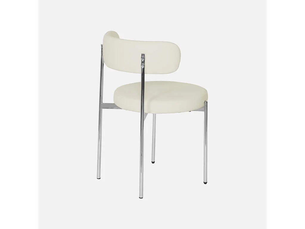 Silla redonda vintage de acero cromado y cuero sintético, set de 4