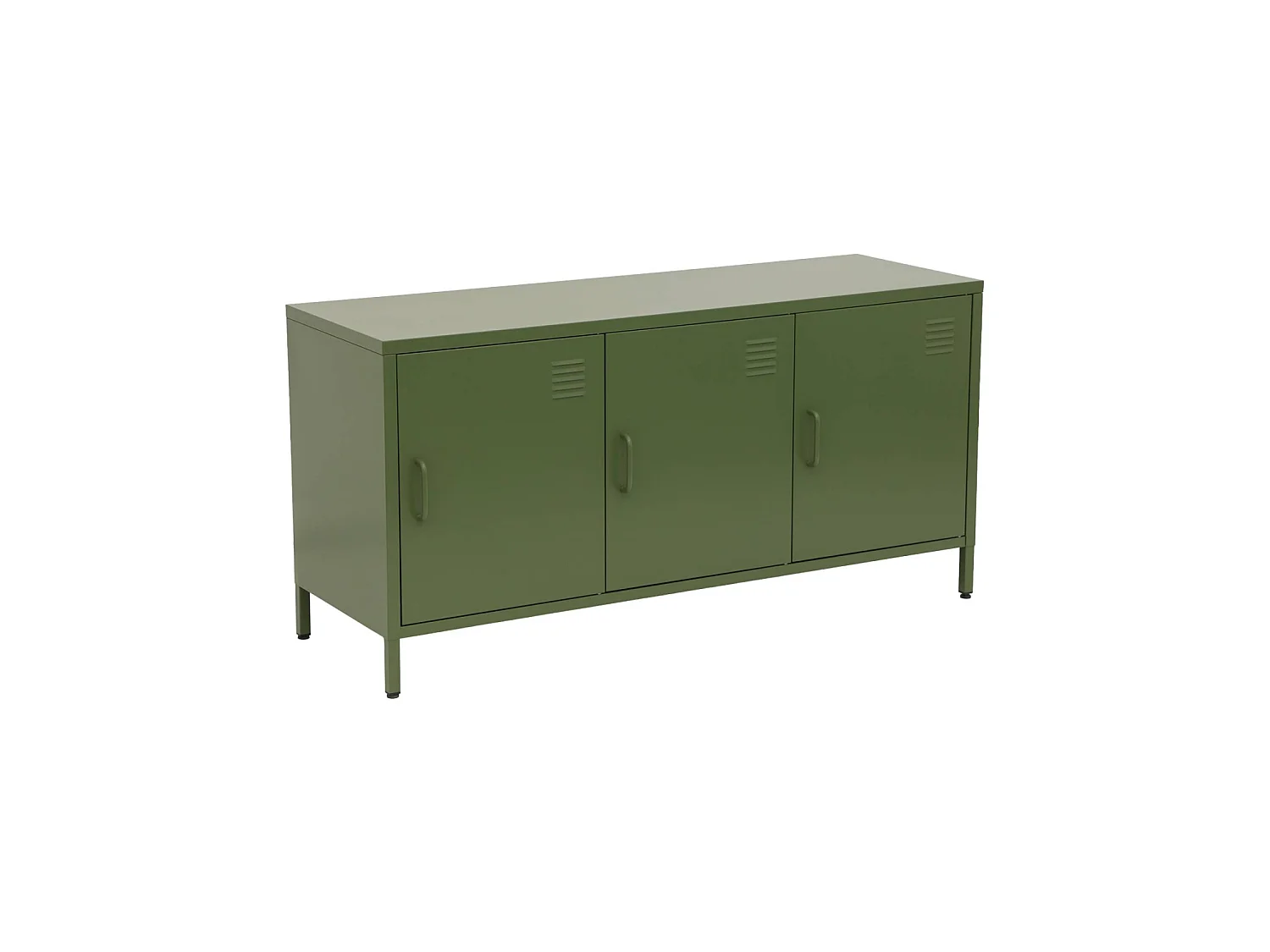 Mueble de tv estilo industrial de metal con 3 puertas, 120cm verde