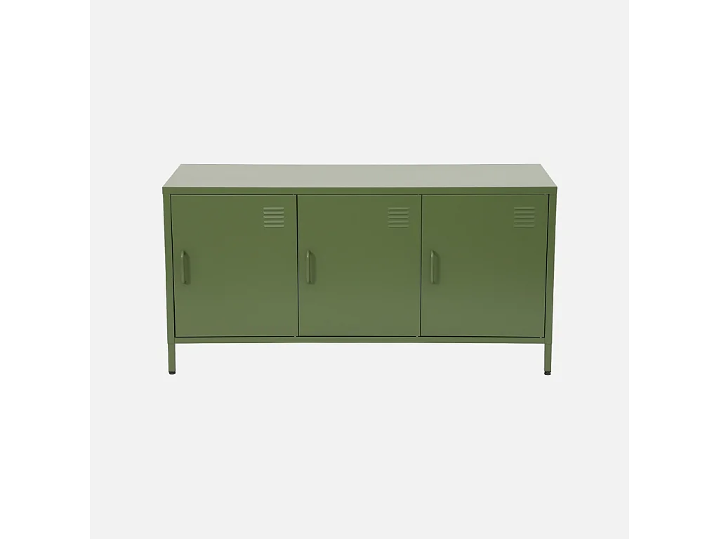 Mueble de tv estilo industrial de metal con 3 puertas, 120cm verde