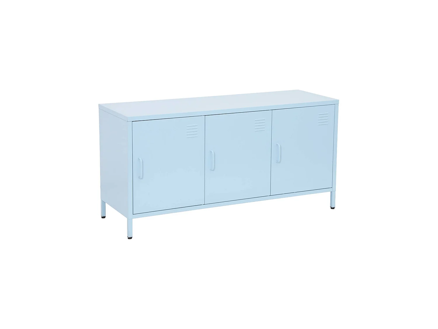 Mueble de tv estilo industrial de metal con 3 puertas, 120cm azul
