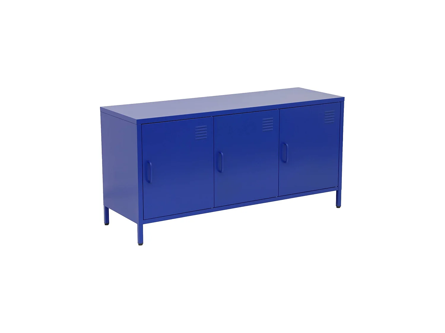 Mueble de tv estilo industrial de metal con 3 puertas, 120cm azul