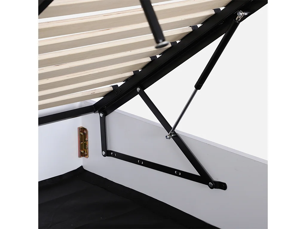 Cama abatible de efecto madera, 160x200cm, con somier de láminas