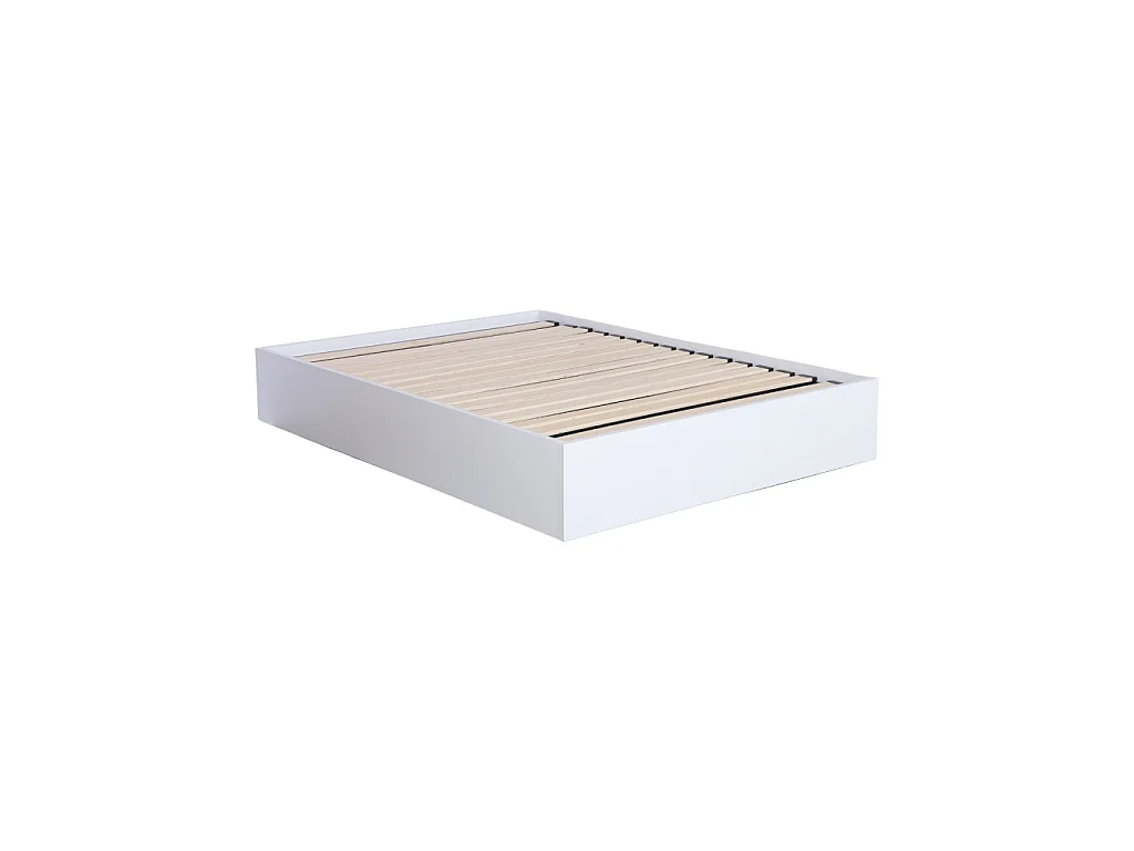Cama abatible de efecto madera, 140x190cm, con somier de láminas