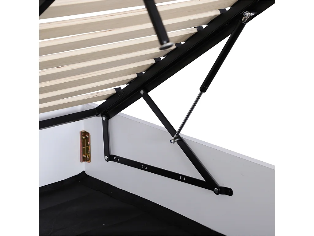 Cama abatible de efecto madera, 140x190cm, con somier de láminas