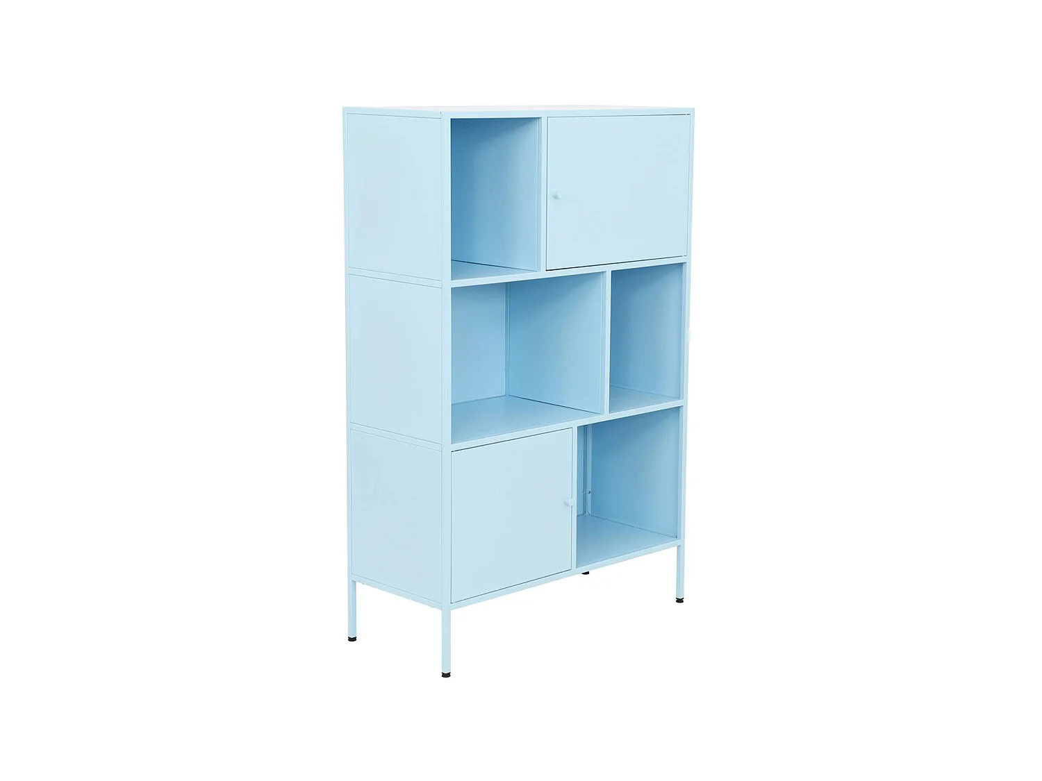 Buffet. meuble de rangement industriel métal bleu clair 6 compartiments. L 80 x P 35 x H 125cm - Oklahoma
