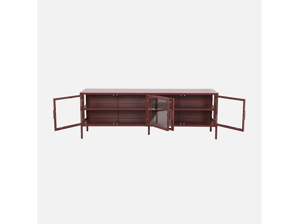 Mueble de tv industrial metal y vidrio templado con 4 puertas, 160cm