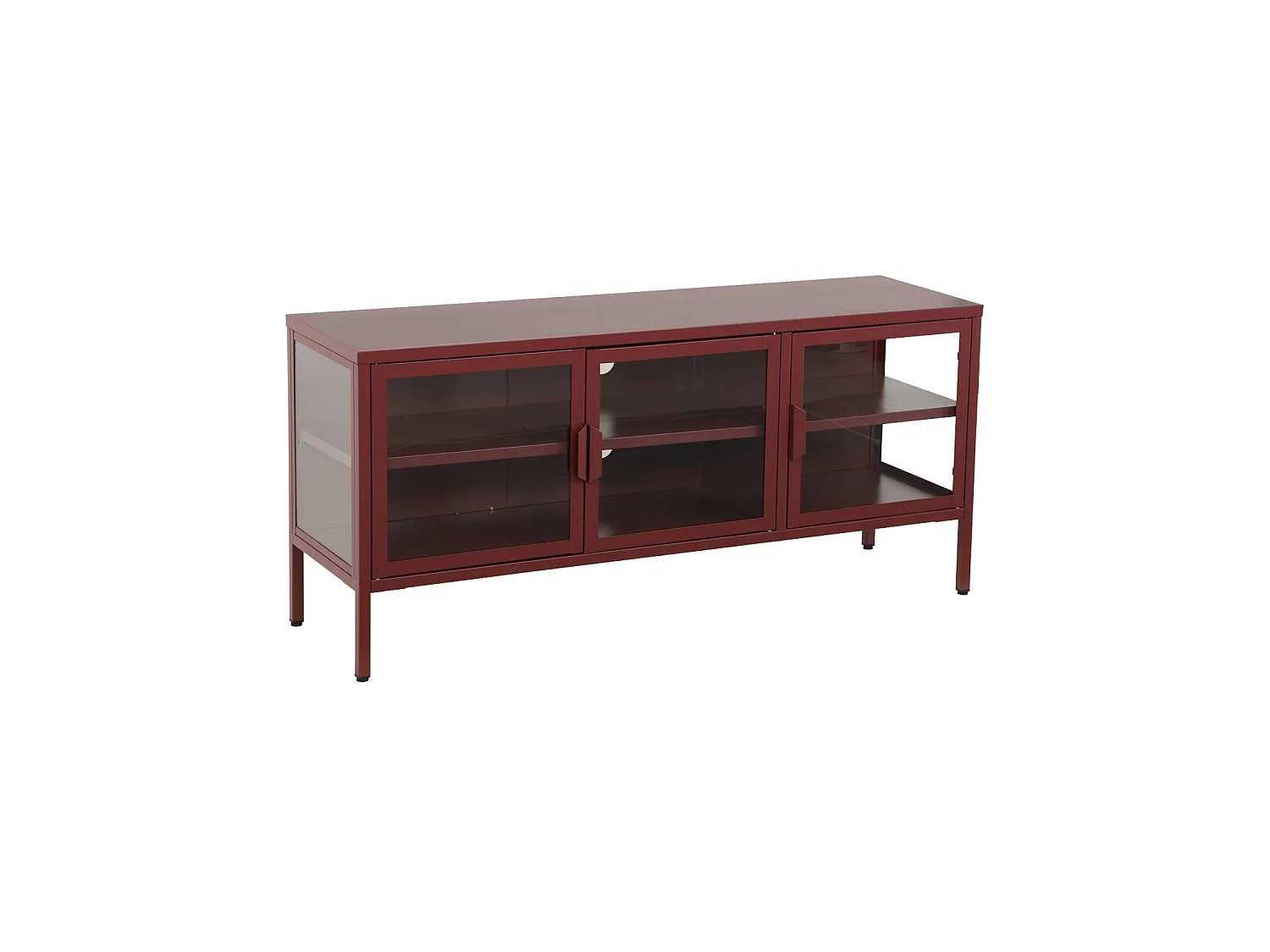 Mueble de tv estilo industrial de metal y vidrio templado con 3