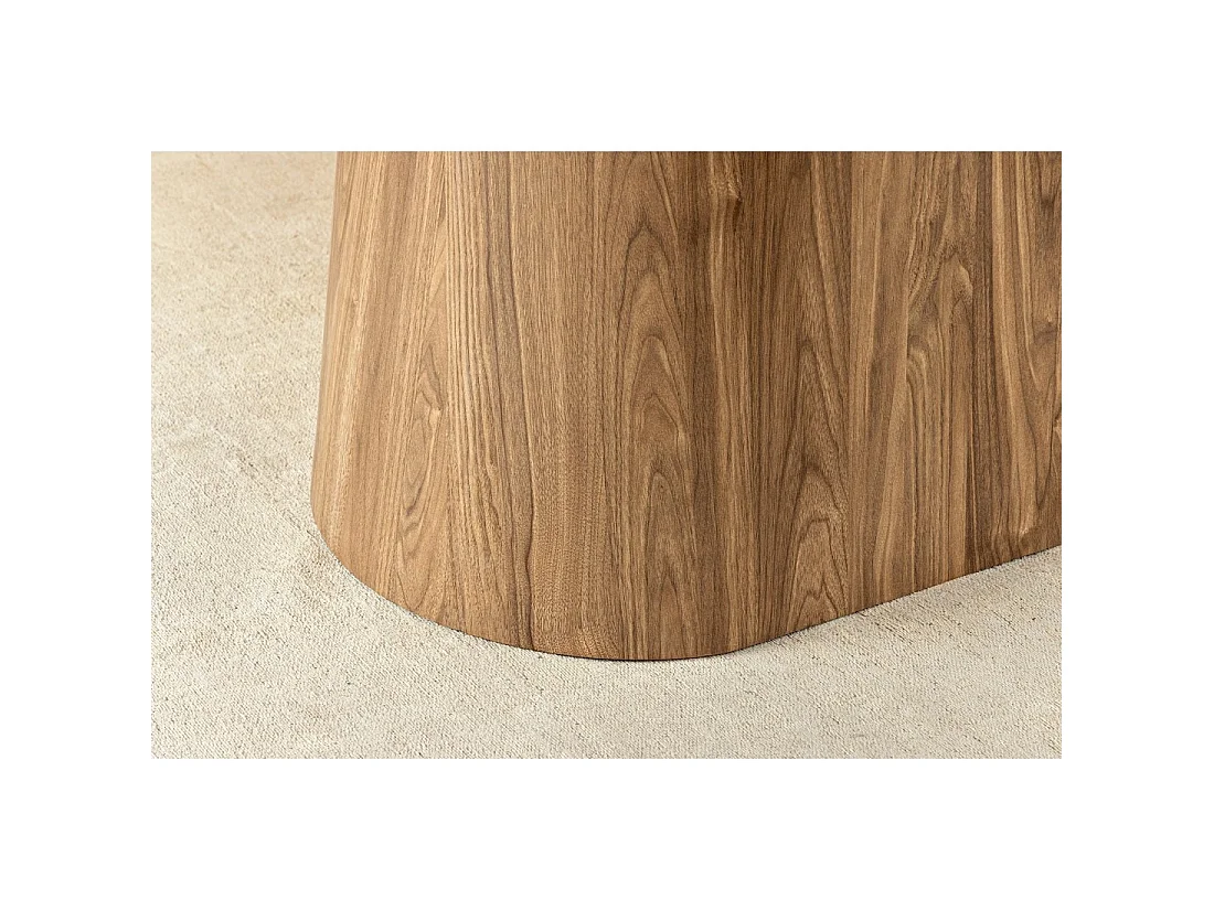 Eettafel LUMEA - Ovaal 200 cm - Grijs marmer effect - Brede voet - Hedendaagse stijl