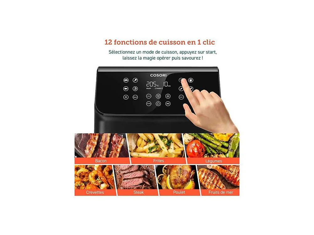 Friteuse sans huile - COSORI - Premium II Chef Edition - Capacité 6,2 L - 12 programmes - Pack 50 papiers cuisson - 1700 W - No