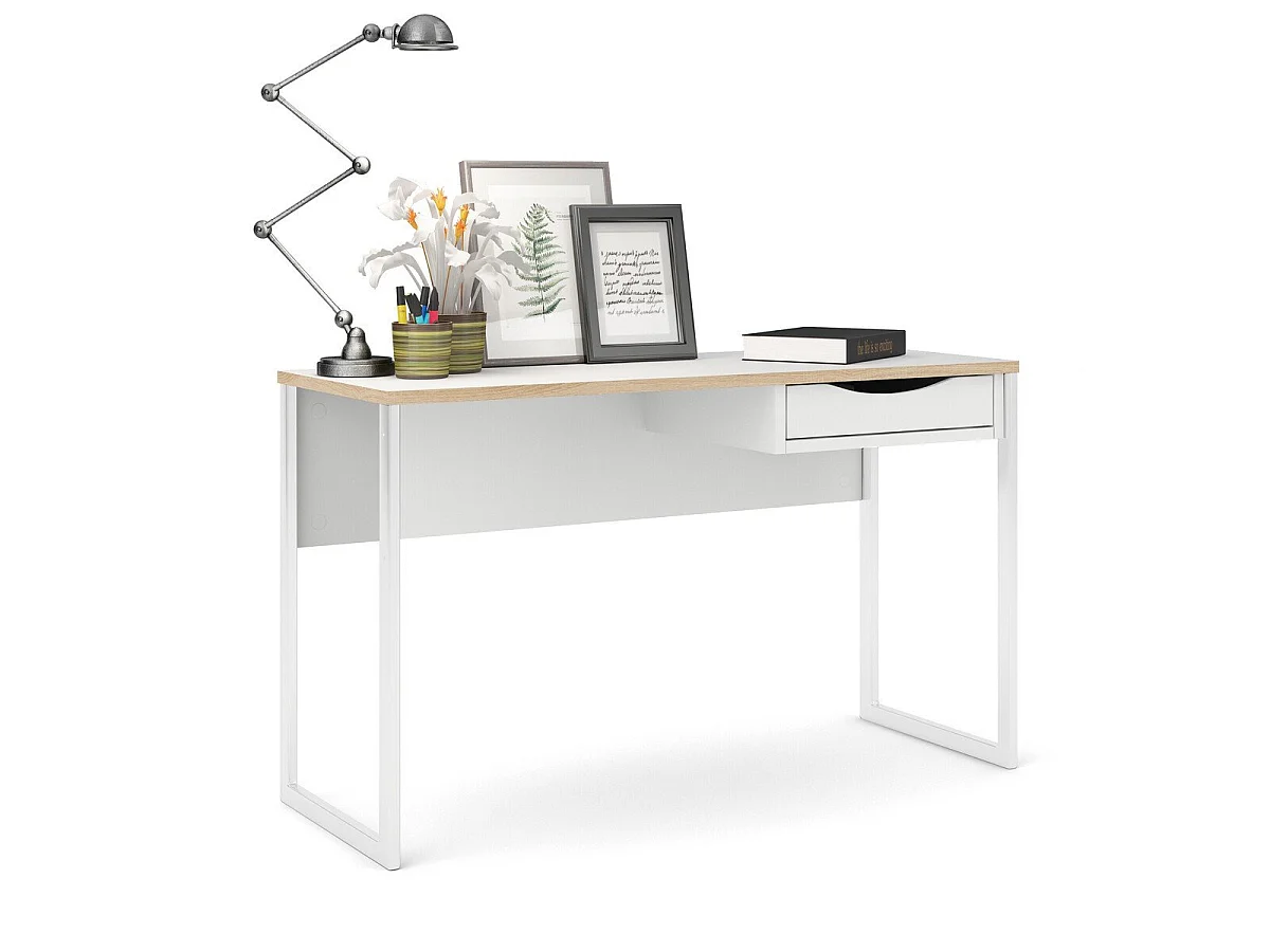 Schreibtisch mit 1 Schublade und Metallgestell B130 cm – FUNCTION