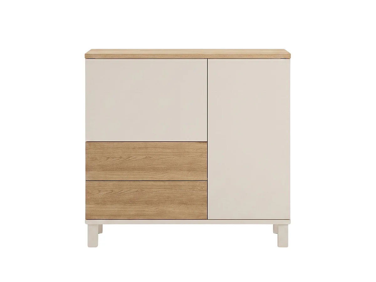 Credenza a 2 ante, 2 cassetti decor cashmere e rovere L87 cm - KORA