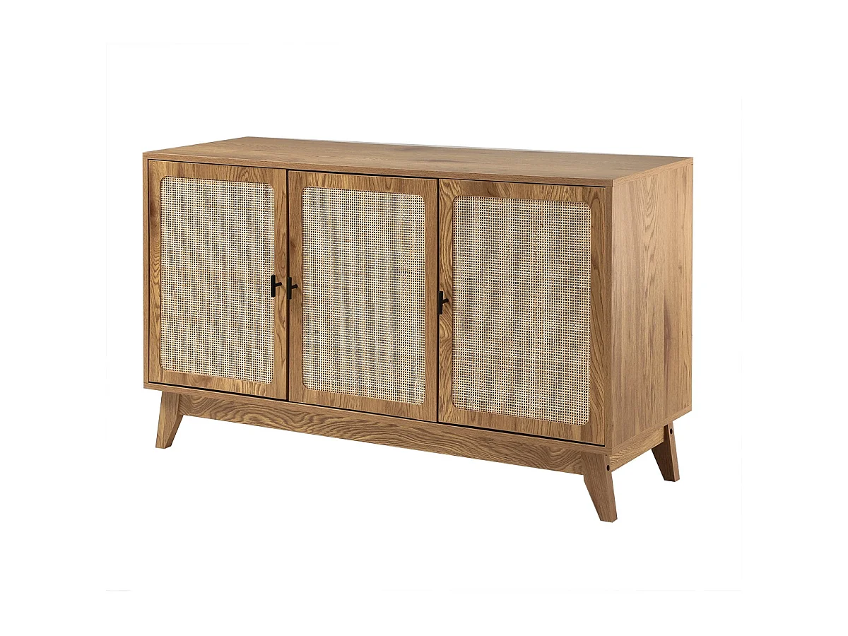 Buffet 3 portes cannage en rotin naturel L120 cm - ALIA