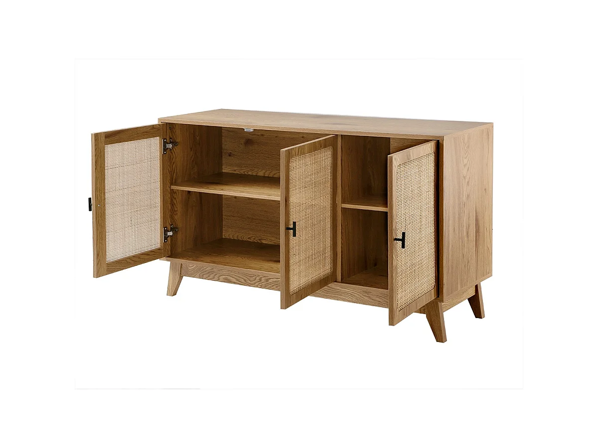 Buffet 3 portes cannage en rotin naturel L120 cm - ALIA