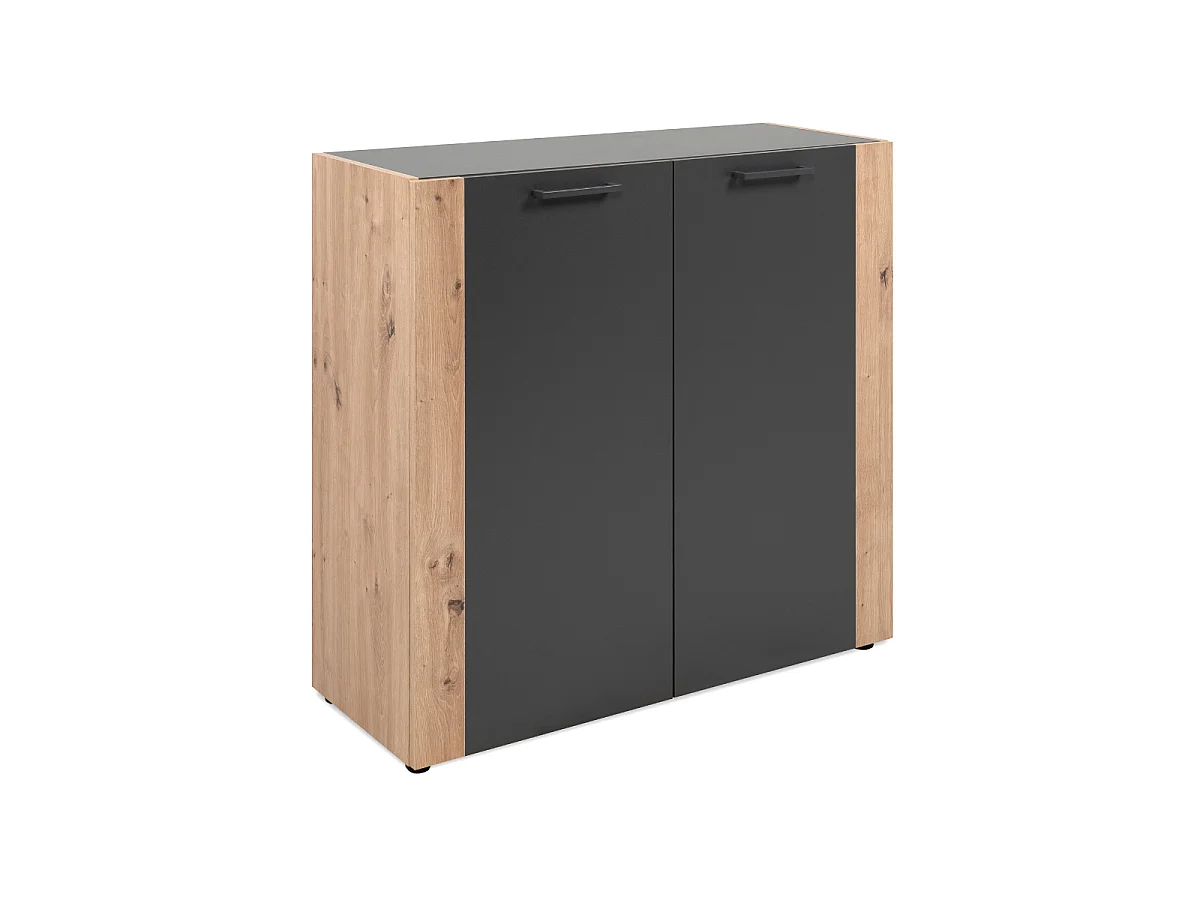 LUMA 2-door sideboard in grey and oak finish, 89 cm wide